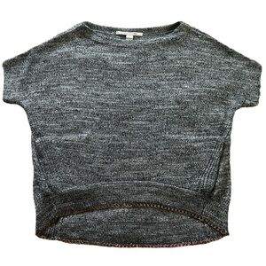 Diane Von Furstenberg Branitta Tweed Short Sleeve Sweater with Gold Chain DVF